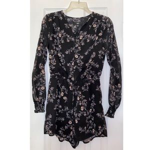 Mossimo Black Floral Romper w/ long sleeves